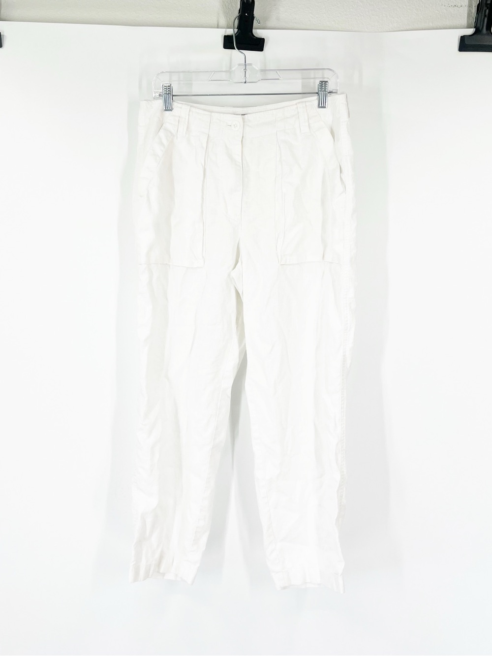 J. Crew Seaside Cargo Pants in Linen-Tencel Lyocell Blend White